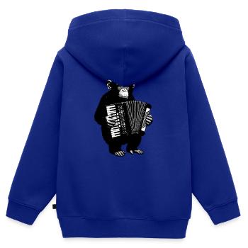 Singe Accordéon Singe Accordéon - Sweat Premium à capuche zippé enfant bio - bleu roi - Dos - AI Model Kid Male (0cm)
