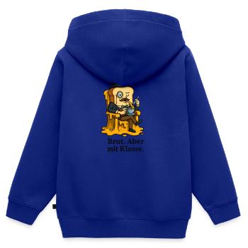 Brot mit Klasse Surrealismus Like a Sir - Kinder Premium Organic Zip Hoodie - Royalblau - Hinten - AI Model Kid Male (0cm)