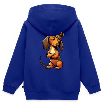 Propriétaire teckel Teckel Propriétaire teckel Propriétaire teckel Amant teckel - Sweat Premium à capuche zippé enfant bio - bleu roi - Dos - AI Model Kid Male (0cm)