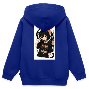 Neko Nachtkatze Shirt - Kinder Premium Organic Zip Hoodie - Royalblau - Hinten - AI Model Kid Male (0cm)