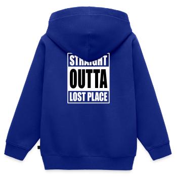 Straight Outta Lost Place - Kinder Premium Organic Zip Hoodie - Royalblau - Hinten - AI Model Kid Male (0cm)