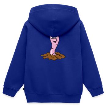 Regenwurm - Kinder Premium Organic Zip Hoodie - Royalblau - Hinten - AI Model Kid Male (0cm)