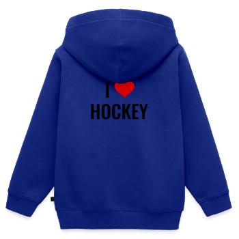 Hockey - Kinder Premium Organic Zip Hoodie - Royalblau - Hinten - AI Model Kid Male (0cm)