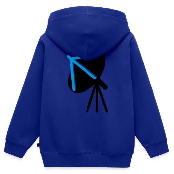 antenne parabolique orientée vers le ciel - Sweat Premium à capuche zippé enfant bio - bleu roi - Dos - AI Model Kid Male (0cm)