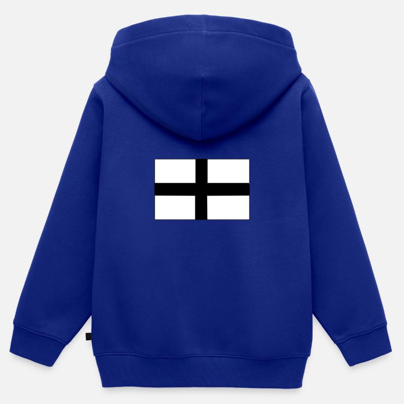 drapeau breton - Sweat Premium à capuche zippé enfant bio - bleu roi