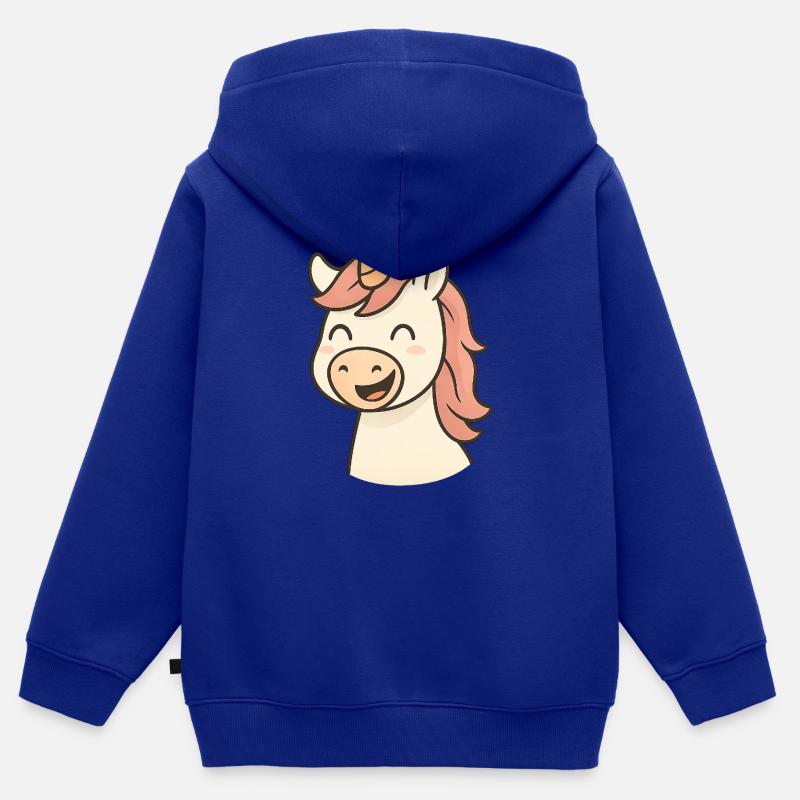 Lachendes_Einhorn - Sweat Premium à capuche zippé enfant bio - bleu roi