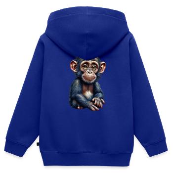 Singe singe - Sweat Premium à capuche zippé enfant bio - bleu roi - Dos - AI Model Kid Male (0cm)