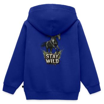 Cheval Chevaux Cavalier Cavalier Séjour Wild Equestrian - Sweat Premium à capuche zippé enfant bio - bleu roi - Dos - AI Model Kid Male (0cm)