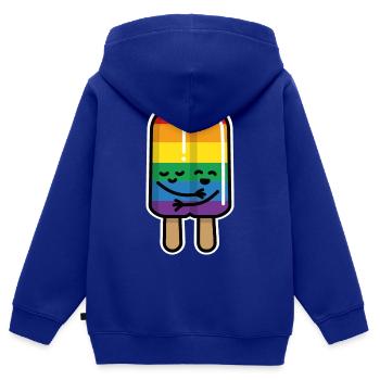Schwules Paar Eis am Stiel Regenbogenflagge LGBT - Kinder Premium Organic Zip Hoodie - Royalblau - Hinten - AI Model Kid Male (0cm)