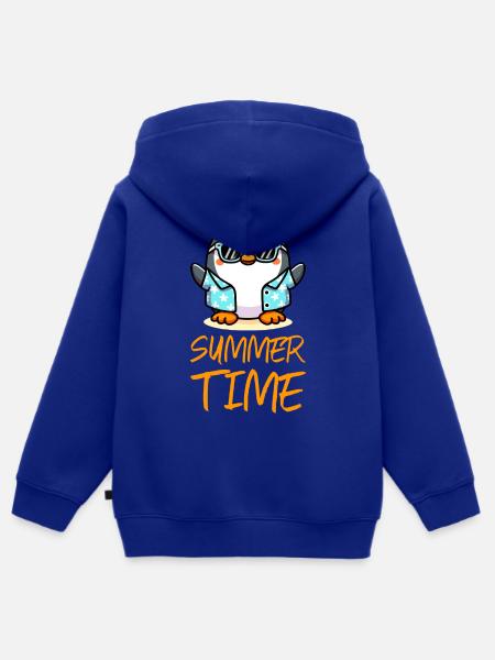 Pinguin Sommerzeit - Kinder Premium Organic Zip Hoodie - Royalblau