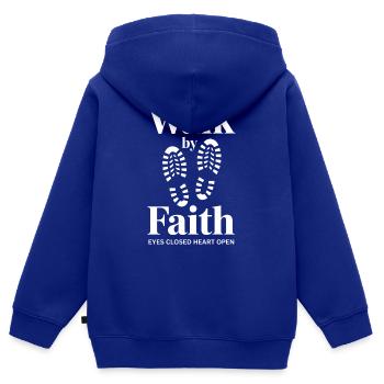 Foi chrétienne : marcher par la foi - Sweat Premium à capuche zippé enfant bio - bleu roi - Dos - AI Model Kid Male (0cm)