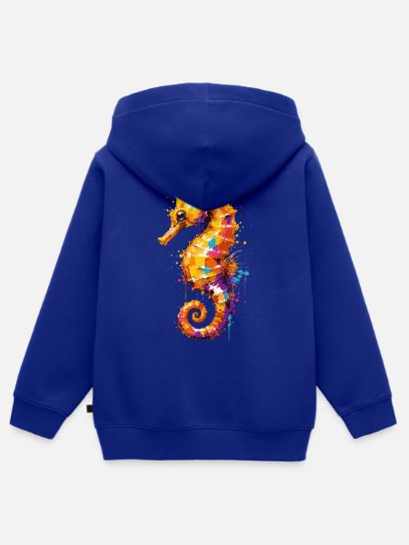 Buntes Seepferd im Graffiti Style - Kinder Premium Organic Zip Hoodie - Royalblau