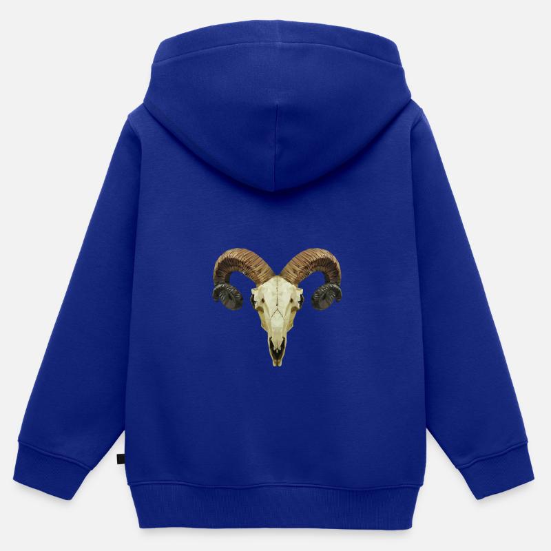 Le crâne de Ram - Sweat Premium à capuche zippé enfant bio - bleu roi