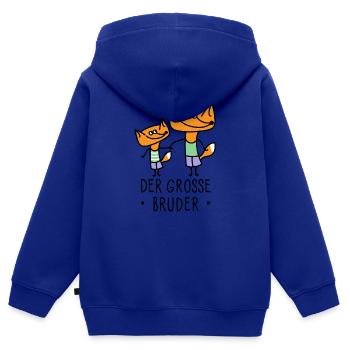 Der große Bruder - Kinder Premium Organic Zip Hoodie - Royalblau - Hinten - AI Model Kid Male (0cm)
