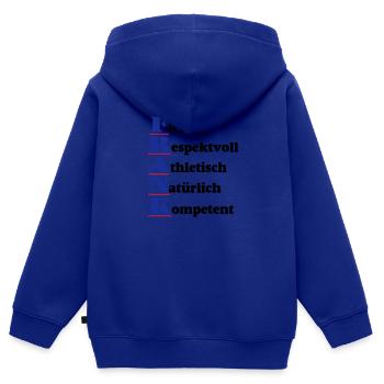 Frank , Vorname,Namensschild,Name,Fun Shirt (25) - Kinder Premium Organic Zip Hoodie - Royalblau - Hinten - AI Model Kid Male (0cm)