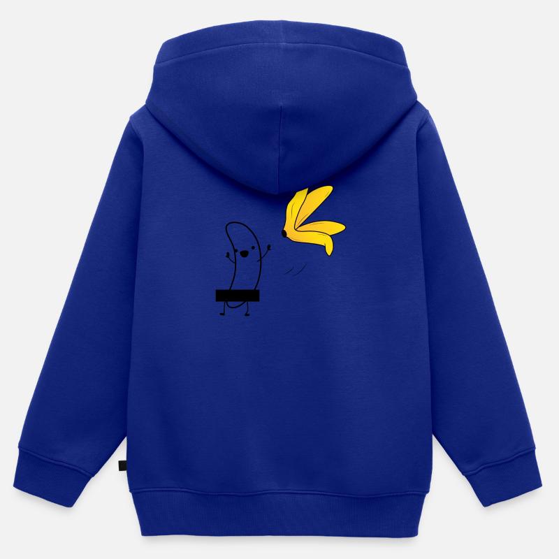 banane - Sweat Premium à capuche zippé enfant bio - bleu roi