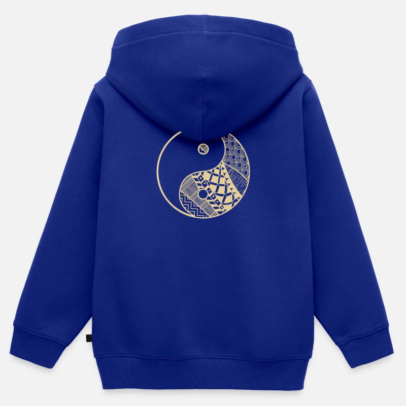 Ying Yang - Sweat Premium à capuche zippé enfant bio - bleu roi
