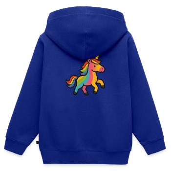 Colorful Unicorn - Kids Premium Organic Zip-up Hoodie - royal blue - Back - AI Model Kid Male (0cm)
