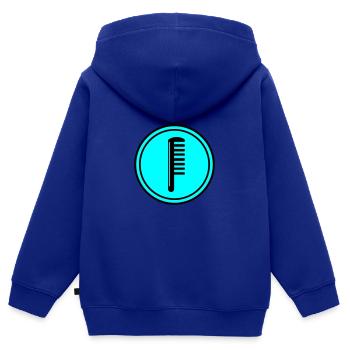 Kamm Friseur Kreis - Kinder Premium Organic Zip Hoodie - Royalblau - Hinten - AI Model Kid Male (0cm)