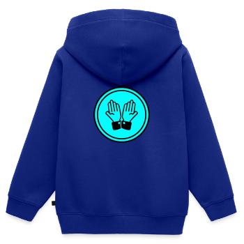 cercle de prière des mains - Sweat Premium à capuche zippé enfant bio - bleu roi - Dos - AI Model Kid Male (0cm)