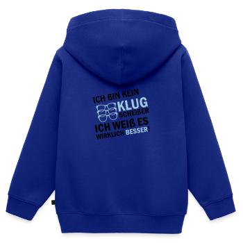 klugscheisser besserwisser 02 - Kinder Premium Organic Zip Hoodie - Royalblau - Hinten - AI Model Kid Male (0cm)