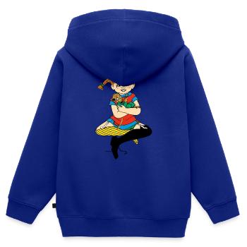 Pippi Langstrumpf Zusammen Mit Herr Nilsson - Kinder Premium Organic Zip Hoodie - Royalblau - Hinten - AI Model Kid Male (0cm)