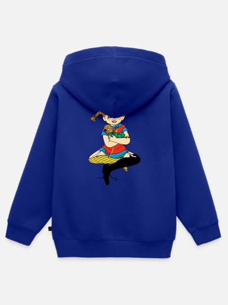 Pippi Longstocking Together With Mr Nilsson - Kids Premium Organic Zip-up Hoodie - royal blue