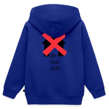 Be Outside logo - Kinder Premium Organic Zip Hoodie - Royalblau - Hinten - AI Model Kid Male (0cm)
