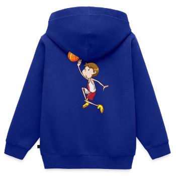 Ballsport - Kinder Premium Organic Zip Hoodie - Royalblau - Hinten - AI Model Kid Male (0cm)