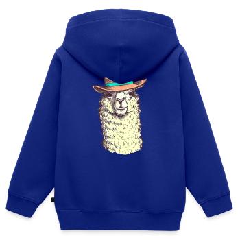 Lustiges Hut-Lama - Kinder Premium Organic Zip Hoodie - Royalblau - Hinten - AI Model Kid Male (0cm)