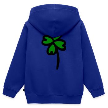 Kleeblatt - Kinder Premium Organic Zip Hoodie - Royalblau - Hinten - AI Model Kid Male (0cm)