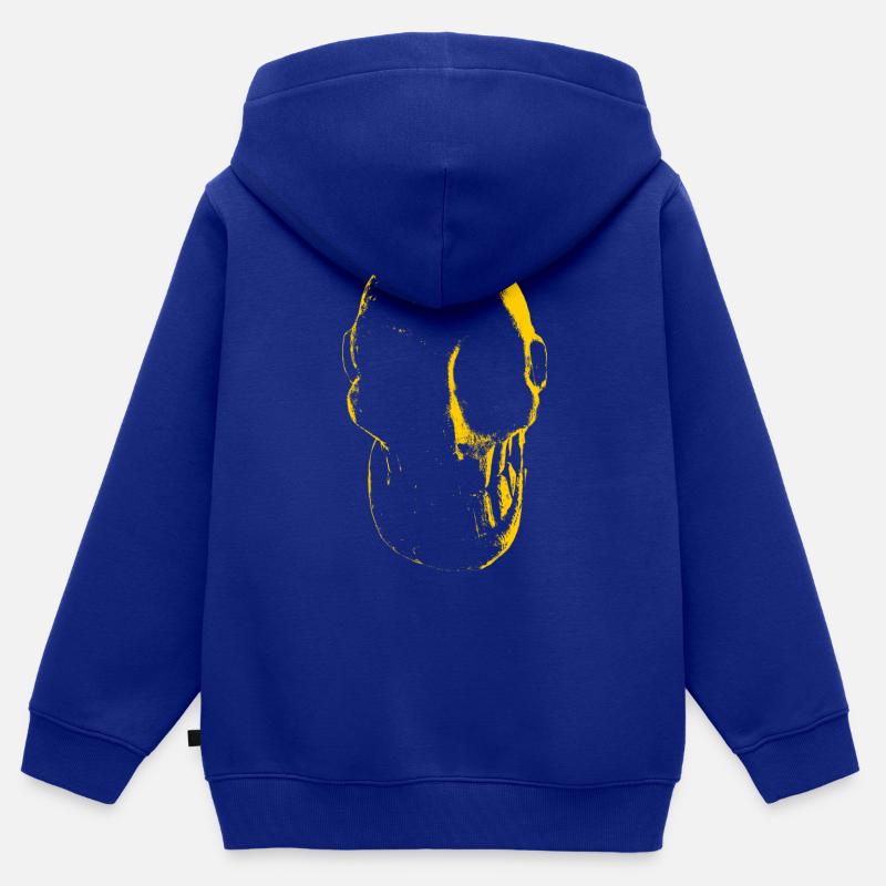 skulldesigner_RODRIGOdelTaxco - Sweat Premium à capuche zippé enfant bio - bleu roi