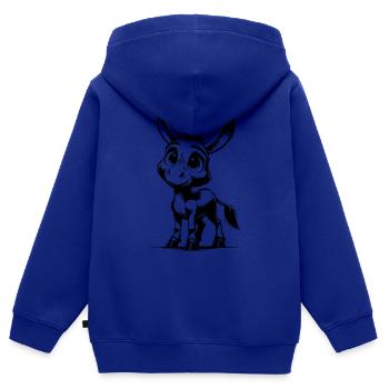 Mignon petit âne dessin au crayon - Sweat Premium à capuche zippé enfant bio - bleu roi - Dos - AI Model Kid Male (0cm)
