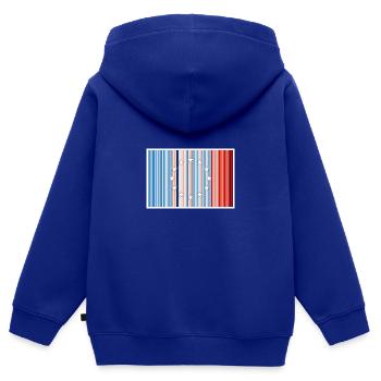 Europa Warming Stripes - Sweat Premium à capuche zippé enfant bio - bleu roi - Dos - AI Model Kid Male (0cm)
