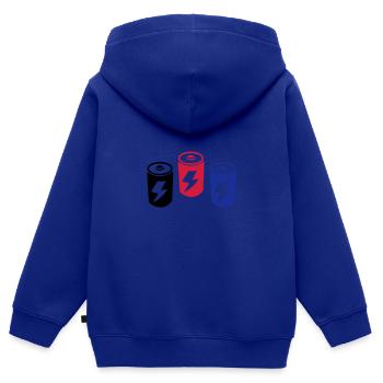 batteries - Kinder Premium Organic Zip Hoodie - Royalblau - Hinten - AI Model Kid Male (0cm)