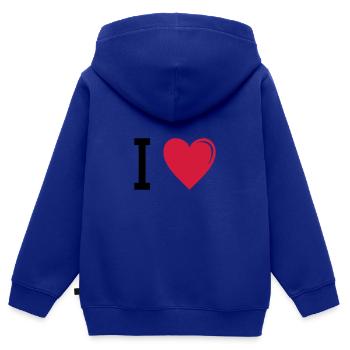 J'adore - Sweat Premium à capuche zippé enfant bio - bleu roi - Dos - AI Model Kid Male (0cm)