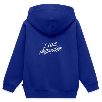 J’aime Melbourne - Sweat Premium à capuche zippé enfant bio - bleu roi - Dos - AI Model Kid Male (0cm)