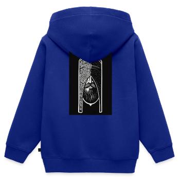L’ombre du Highlander - Sweat Premium à capuche zippé enfant bio - bleu roi - Dos - AI Model Kid Male (0cm)