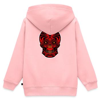 Tribal Skull Black Red Tribal Skull Tattoo Tribal - Sweat Premium à capuche zippé enfant bio - rose - Dos - AI Model Kid Female (0cm)