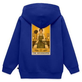 Gouvernante | Tarot domestique - Sweat Premium à capuche zippé enfant bio - bleu roi - Dos - AI Model Kid Male (0cm)
