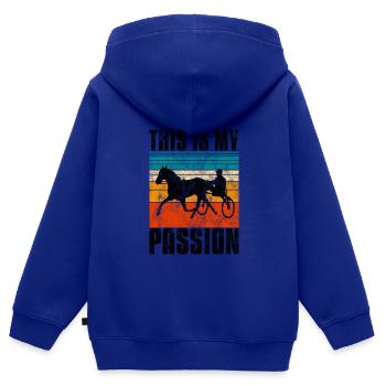 This is my Passion Trotting Races Retro - Kids Premium Organic Zip-up Hoodie - royal blue - Back - AI Model Kid Male (0cm)