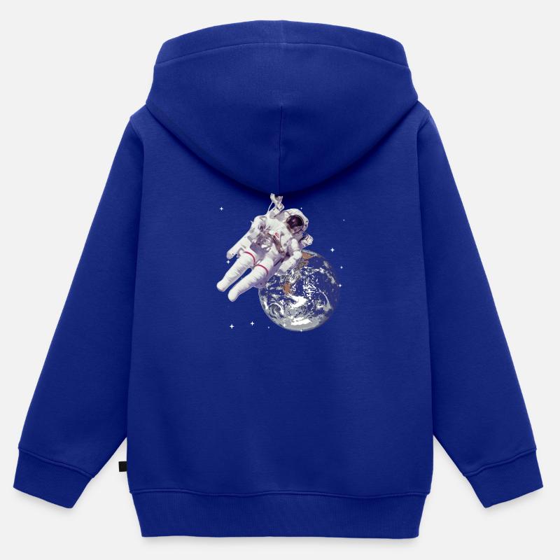 Astronaute dans l'espace - Sweat Premium à capuche zippé enfant bio - bleu roi