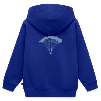 Parachutiste en silhouette nuageuse - Sweat Premium à capuche zippé enfant bio - bleu roi - Dos - AI Model Kid Male (0cm)