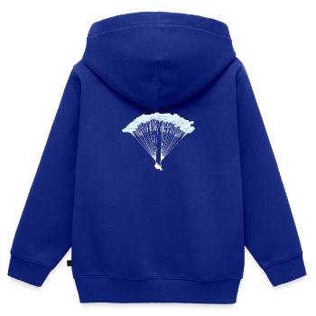 Parachutiste en silhouette nuageuse - Sweat Premium à capuche zippé enfant bio - bleu roi - Dos - AI Model Kid Male (0cm)