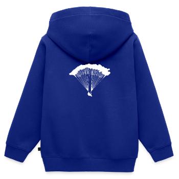 Parachutiste en silhouette nuageuse - Sweat Premium à capuche zippé enfant bio - bleu roi - Dos - AI Model Kid Male (0cm)
