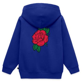 Rose - Dreifarbig - Kinder Premium Organic Zip Hoodie - Royalblau - Hinten - AI Model Kid Male (0cm)