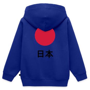 Japan / Nippon / Nihon (Kanji) - Kinder Premium Organic Zip Hoodie - Royalblau - Hinten - AI Model Kid Male (0cm)