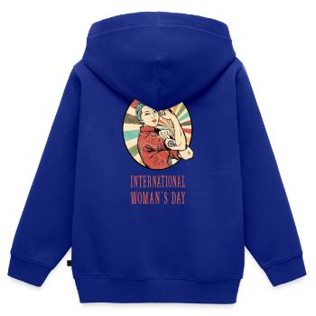 International woman´s day - Kinder Premium Organic Zip Hoodie - Royalblau - Hinten - AI Model Kid Male (0cm)