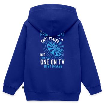 Funny Dart Quote - I m not a professional - Kinder Premium Organic Zip Hoodie - Royalblau - Hinten - AI Model Kid Male (0cm)
