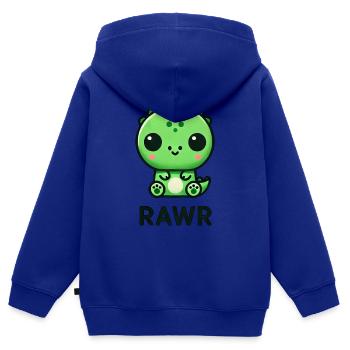 Mignon Dino T-Rex Chibi Rawr - Sweat Premium à capuche zippé enfant bio - bleu roi - Dos - AI Model Kid Male (0cm)